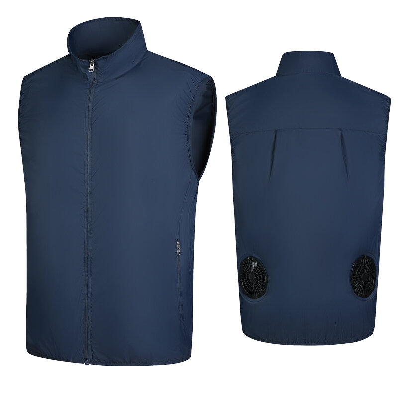 เสื้อกั๊กทำงานแขนกุดมีพัดลมชาร์จ USB สำหรับกลางแจ้ง, เสื้อแจ็กเก็ตแขนกุดสำหรับเดินป่าอากาศเย็นในฤดูร้อน