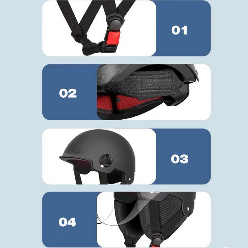 오토바이용 범용 세련된 레트로 하프 스쿠터 헬멧, 빈티지 전기 사이클링 오토바이, 오토바이 여행용 안전 헬멧
