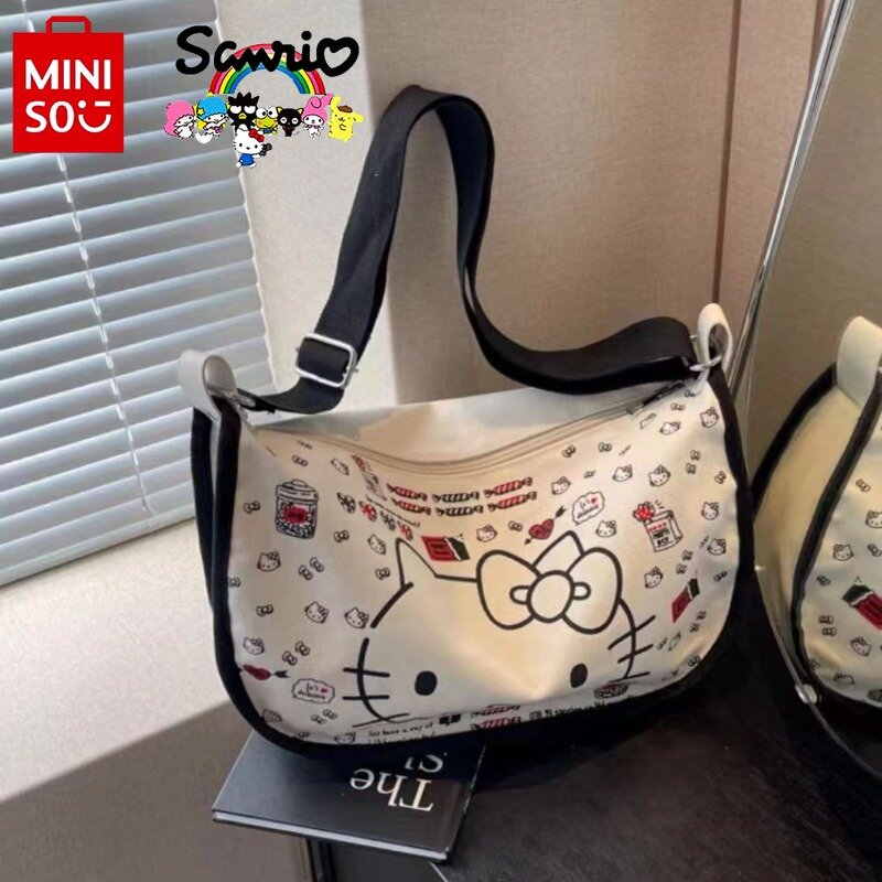 MINISO 2024 новая женская сумка через плечо модная Высококачественная сумка через плечо для девушек мультяшная вместительная Спортивная Портативная сумка