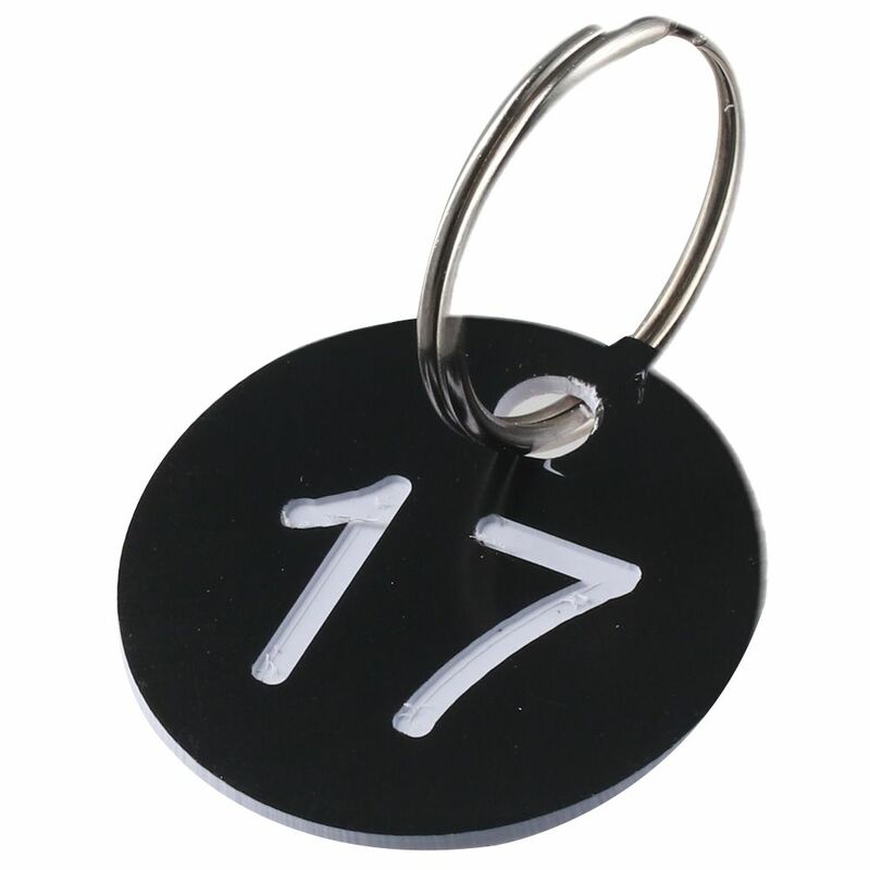 20 Pak 35mm tag nomor Suster hitam 1-20 kunci asrama nomor gantungan kunci kantor