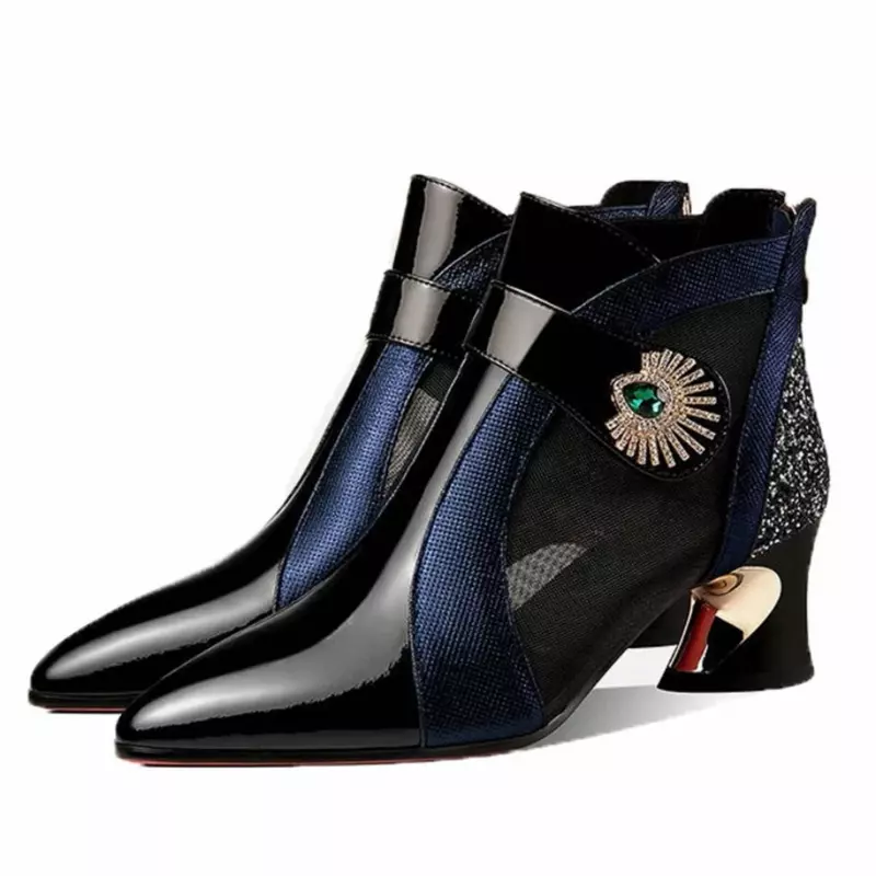 Sandalias de tacón alto con punta puntiaguda para mujer, zapatos de plataforma de diseñador, Sexy, para fiesta, verano, 2024