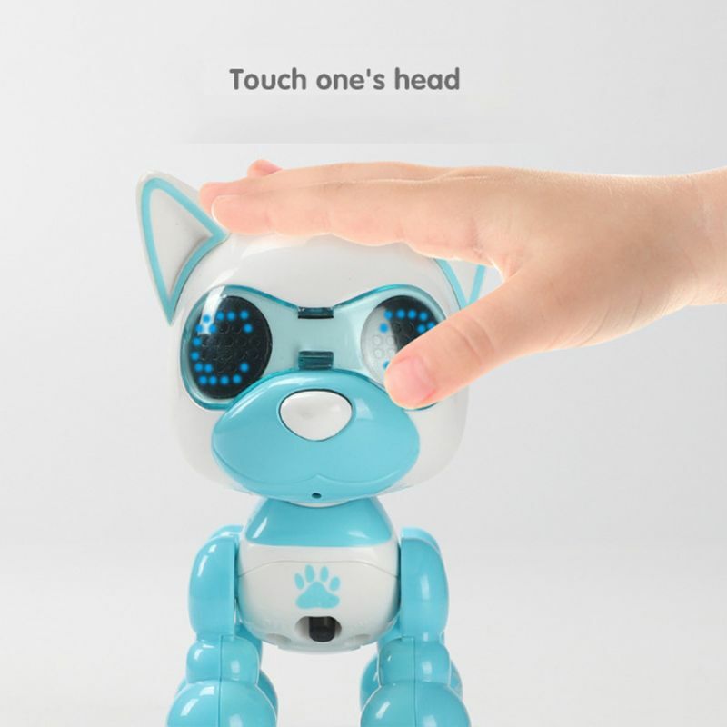 Robô inteligente animal de estimação cachorro conversa brinquedo interativo inteligente filhote de cachorro robô cão eletrônico led olho gravação som cantando sono caçoa presente