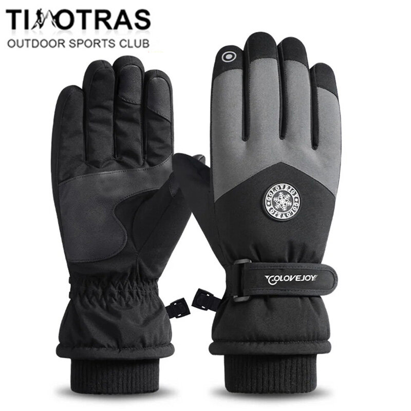 Зимние лыжные перчатки для сноуборда, Нескользящие водонепроницаемые теплые зимние перчатки с пальцами для сенсорных экранов для езды на мотоцикле и велосипеде для мужчин и женщин