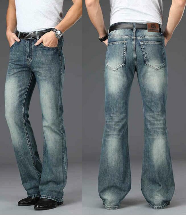 Pantaloni svasati da uomo, Jeans svasati classici, Jeans a gamba larga, pantaloni con taglio a stivale,