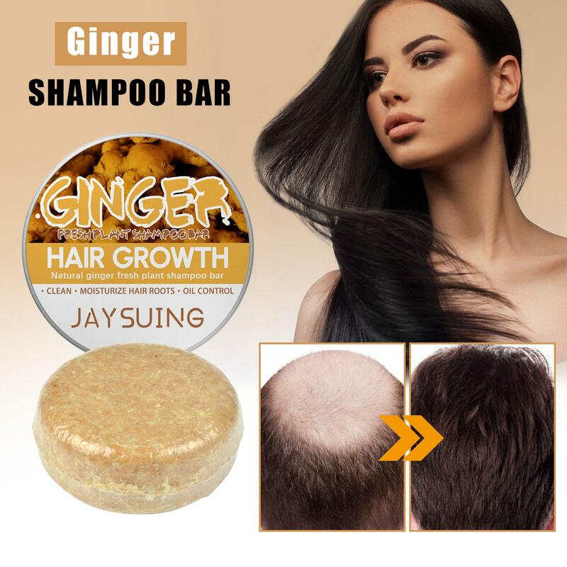 3Pcs Ginger Polygonum Soap Shampoo Sabonete Processado a Frio Sabonete Shampoo Bar Cabelo Planta Pura Shampoos Cuidados com o cabelo