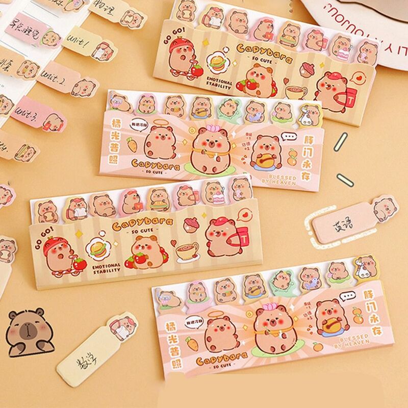 Cartoon Capybara Index Tabs Cute multifunzione Message Paper multiuso autoadesivo Sticky Notes Diary Decoration