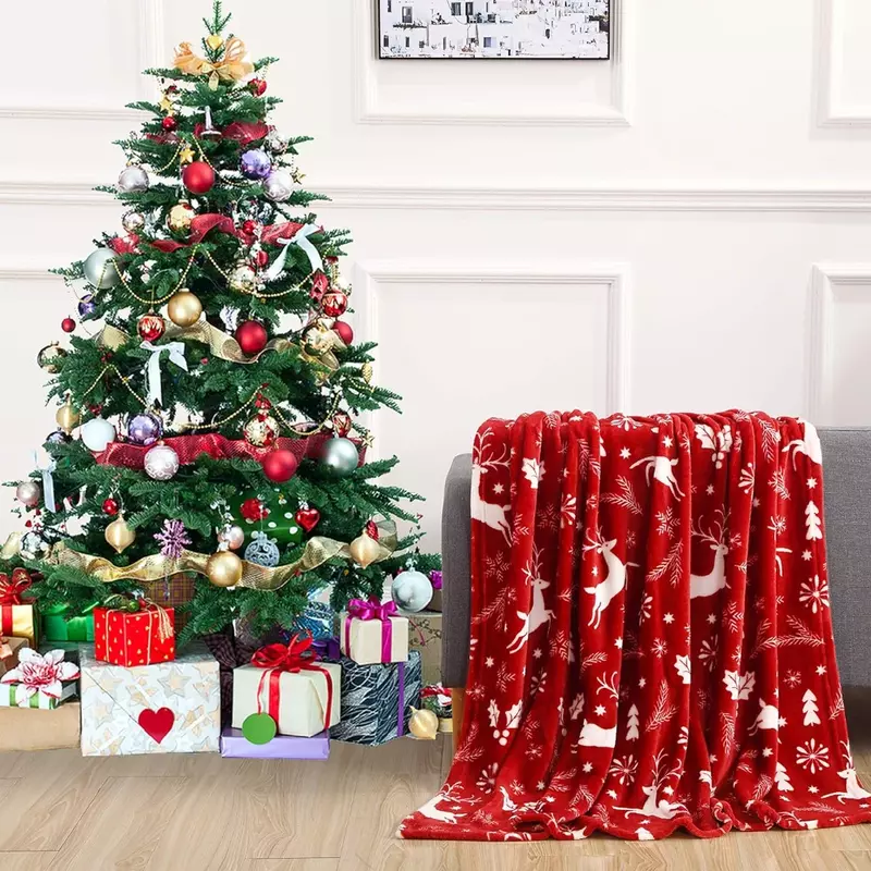Удобное бархатное одеяло, супермягкое Флисовое одеяло с рождественским принтом, теплые и уютные одеяла для зимнего постельного белья, кушетки и подарка