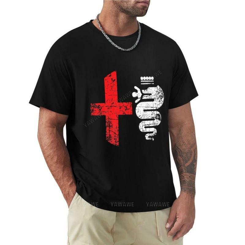 Camiseta de algodón con Logo Grunge para hombre, camisa con estilo para conductores de coches Alfa, bonita