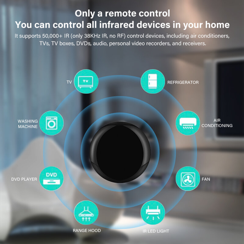 Tuya IR Remote Control wi-fi-IR, aplikasi pengendali jarak jauh rumah pintar Universal inframerah DVD AUD TV untuk Alexa rumah