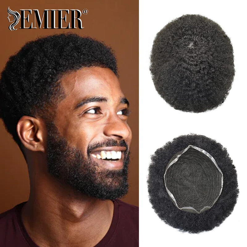 Nero Afro crespo riccio nuova parrucca piena del merletto per gli uomini traspirante capelli maschili protesis uomini parrucchino sistema di sostituzione dei capelli unità