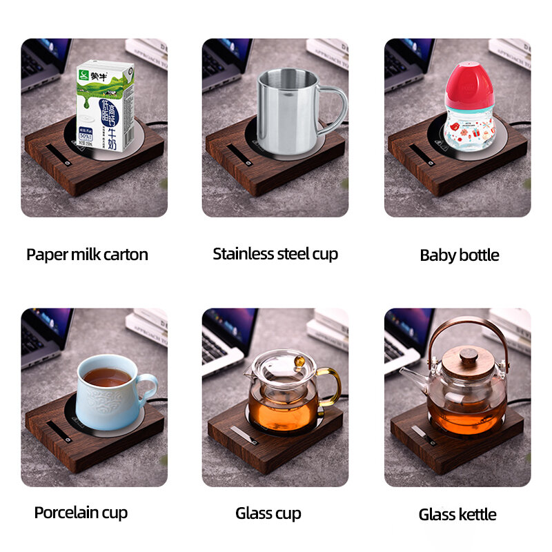 100°C Cup Heater Mug Warmer Hot Tea Makers Automatic Warmer Coaster 5 Gear Temperature Cup Heaters Coffee Milk Tea Heating Pad