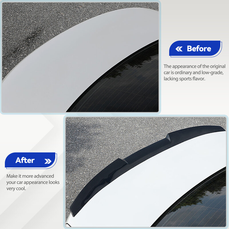 115cm/45in Clossy Black Car Tail Rear Roof Trunk Spoiler Lip Extension Wing V-Style For Tesla Model 3 Y 2017-2022 Accessories