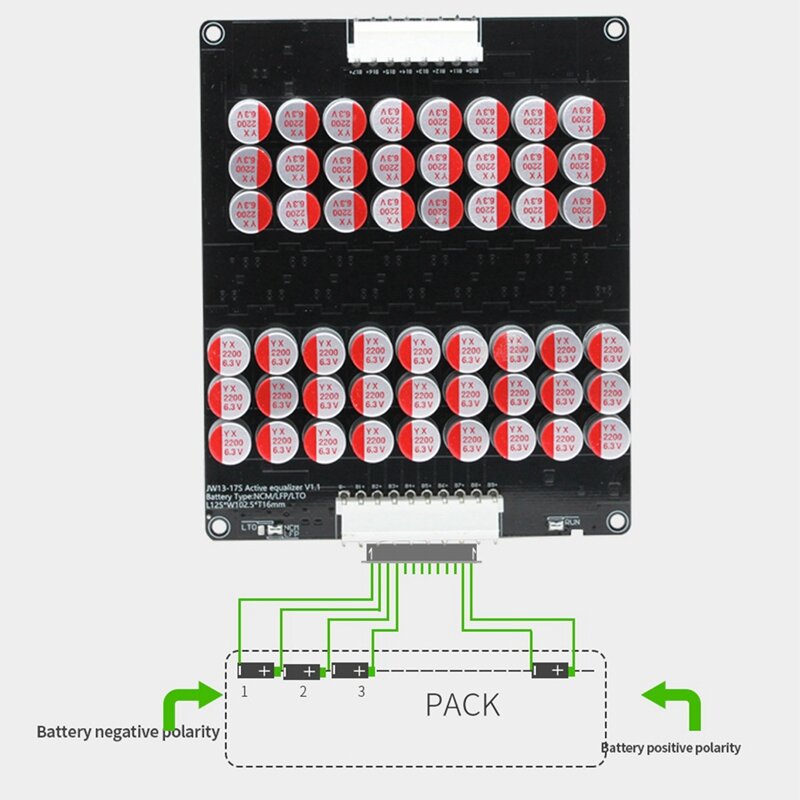 Condensador de placa equilibradora de batería de litio activa Lifepo4 Lto, 16S, 5A, 48V, 60V, 16S
