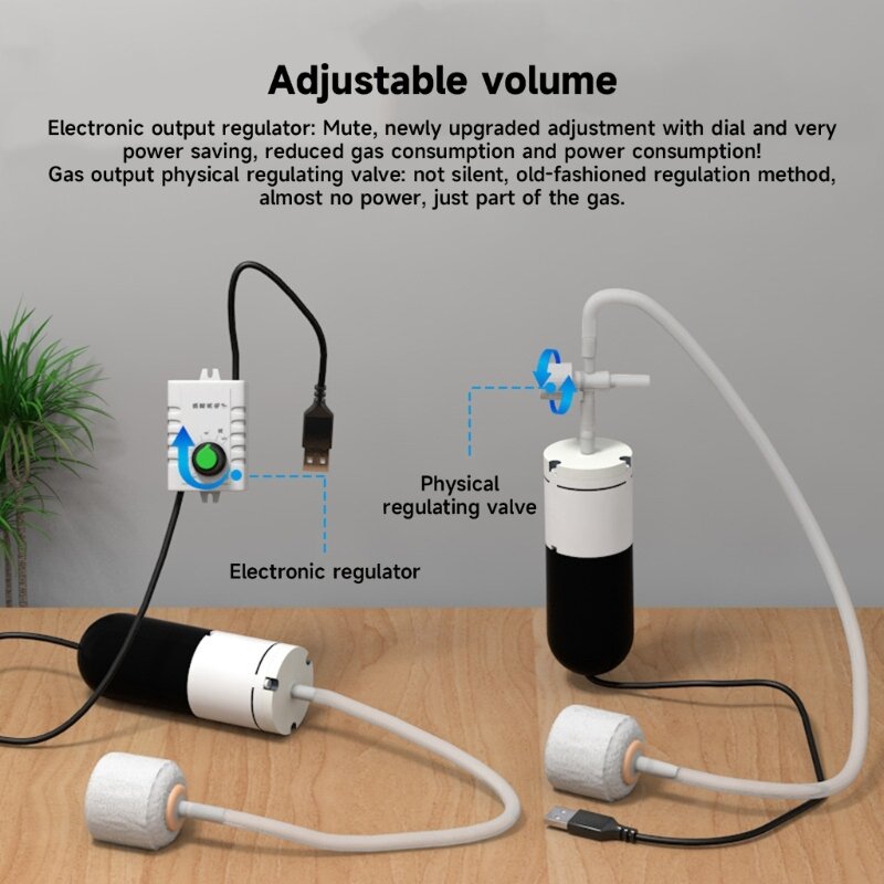مضخات هواء لحوض السمك تعمل بمنفذ USB، مضخة أكسجين للاستخدام الداخلي والخارجي، USB 5V