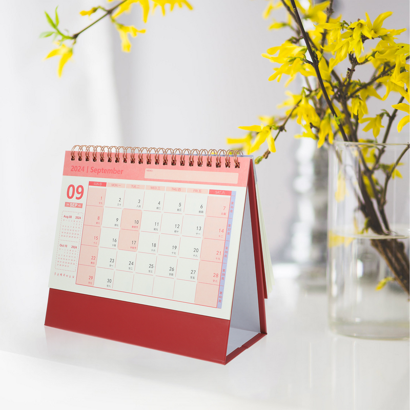 Desk Calendar Material de escritório, Uso diário Table Decor, Delicate Desktop Calendar, Programação diária para Home Office e Escola