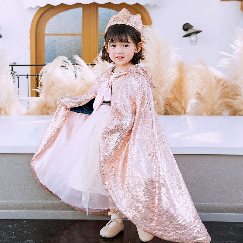 CAPA para niña, vestido largo rosa, champán, azul, chal bonito, Color sólido, capa de ópera de Halloween, 9 años de cumpleaños