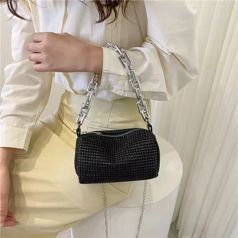 Neue Strass Handtaschen für Frauen Clutch Diamanten Umhängetasche Geldbörse Damen Damen Umhängetasche glänzende Kette Kristall Tasche