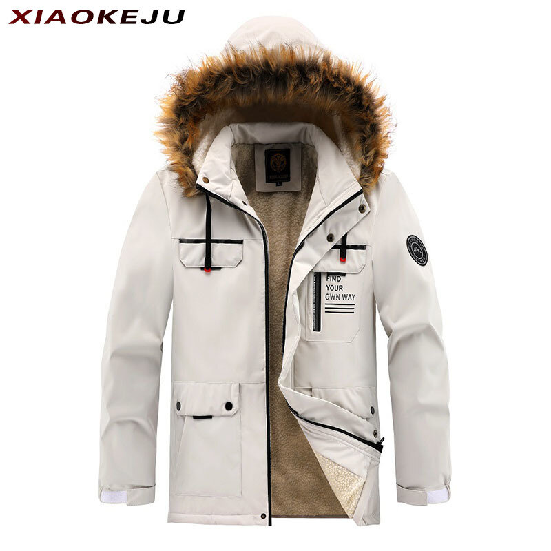 Men's Cold Jackets Thermal Clothing Winter Coat New in Parkas Elegant Man Male Clothes Parka Coats Sweater Plus Size Large Hood