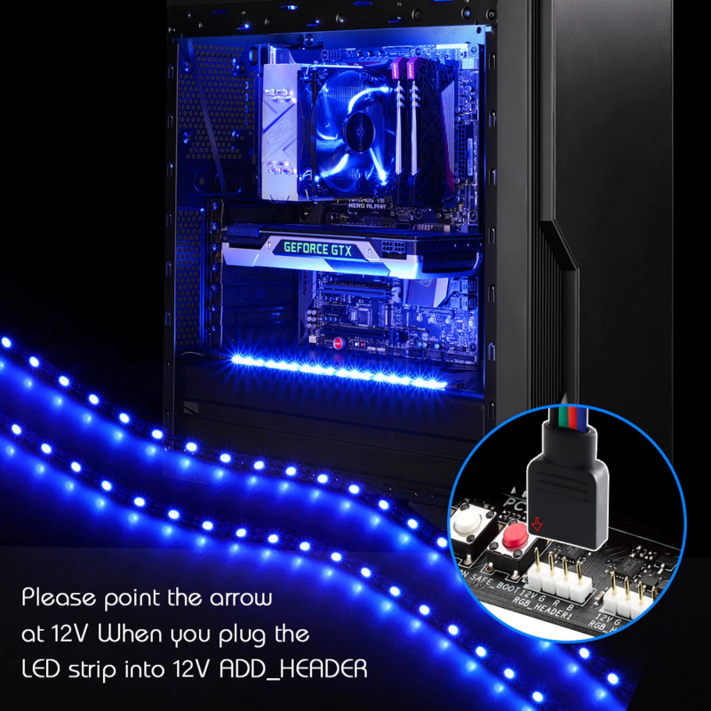 12V Led Strip RGB 4pin LED Headers For PC , Computer Case / RGB Strip Mainboard Control Panel RGB-Header Gamer (+12V,G,R,B) 5050