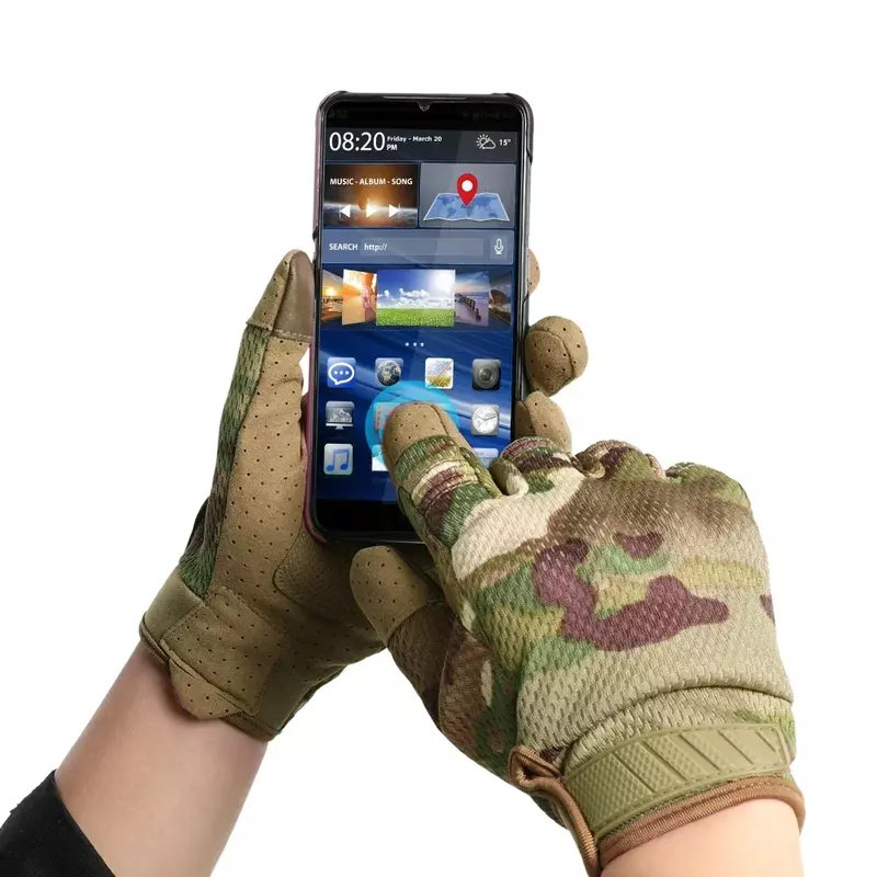 Guantes tácticos Multicam de camuflaje para pantalla táctil, manoplas de dedo completo, ejército militar, Airsoft, Paintabll, tiro, conducción, trabajo, protección