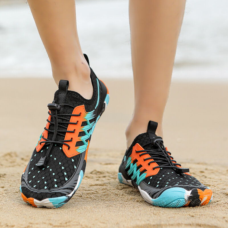 Zapatos de agua para hombre y mujer, calzado transpirable, ligero, elástico, antideslizante, en la playa para vadear, de secado rápido, para surf y natación