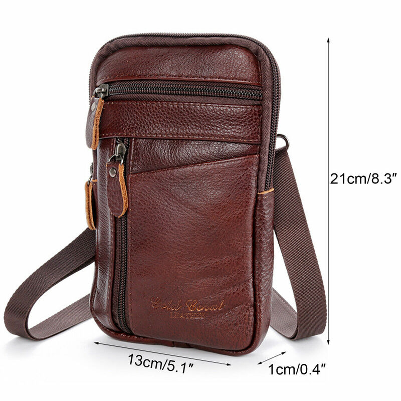 2022 High-Quality Materials Portable Men Multi-Function Leather Shoulder Messenger Bag Handbag Mobile Phone Bag Father's Gift