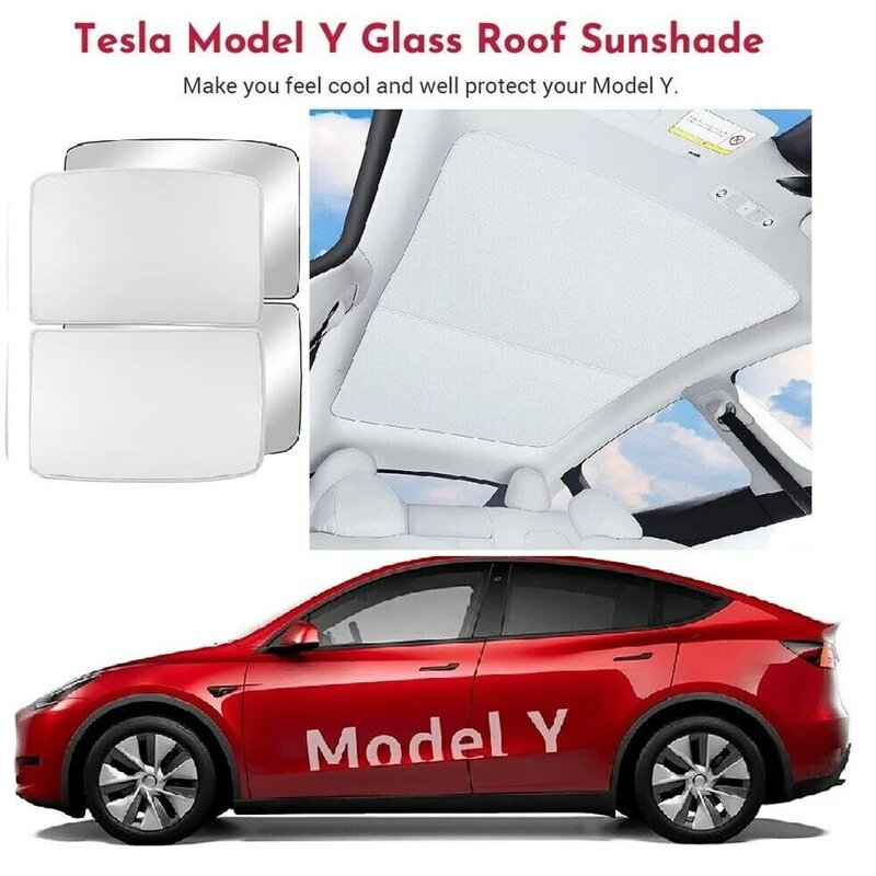 Roof Sunshade For Tesla Model Y 3 Car 2021-2023 Sunroof Upgrade Ice Cloth Buckle Sun Shades Glass Front Rear Skylight