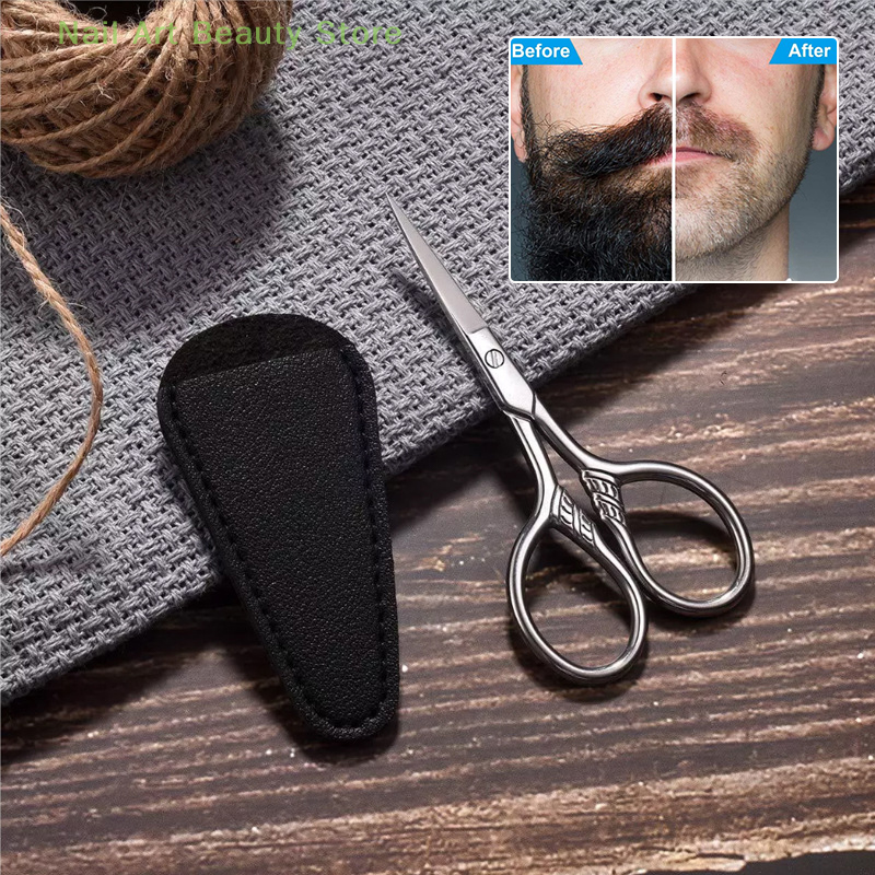 Tijeras pequeñas de acero inoxidable para el cuidado de las cejas, herramienta para manicura de uñas, cutículas, barba y bigote, 1 unidad