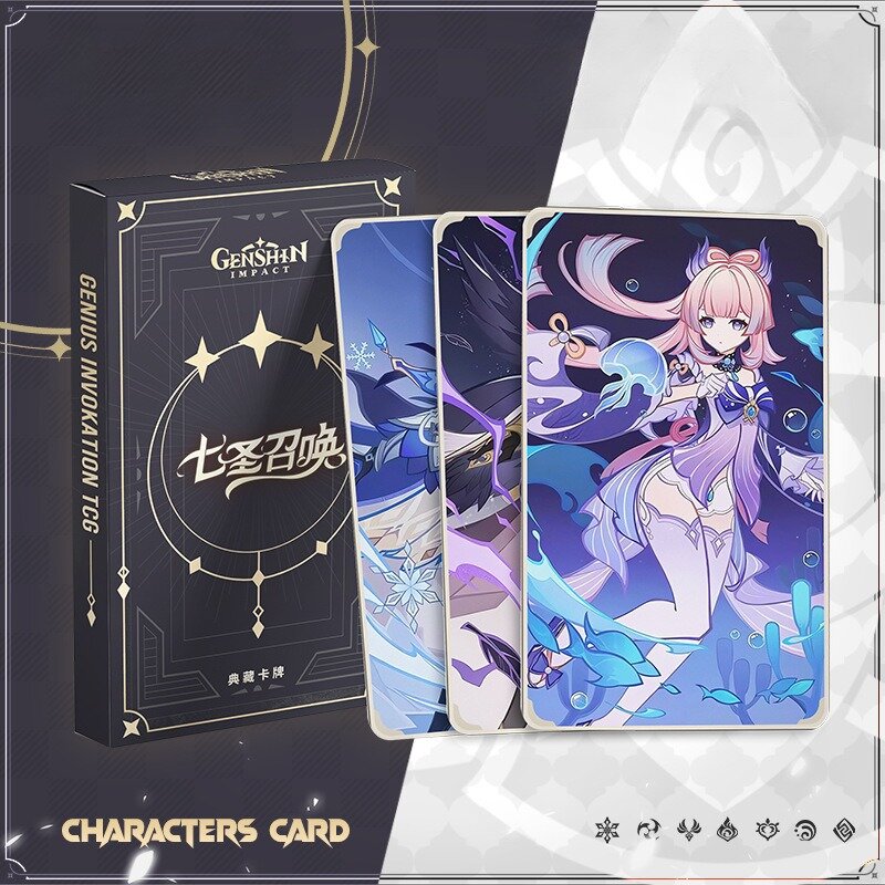 Game Genshin Impact Cosplay Genius Invokation TCG Tarots Card 32Pcs Tarot Board Anime Props Play Characters Cards Full Set