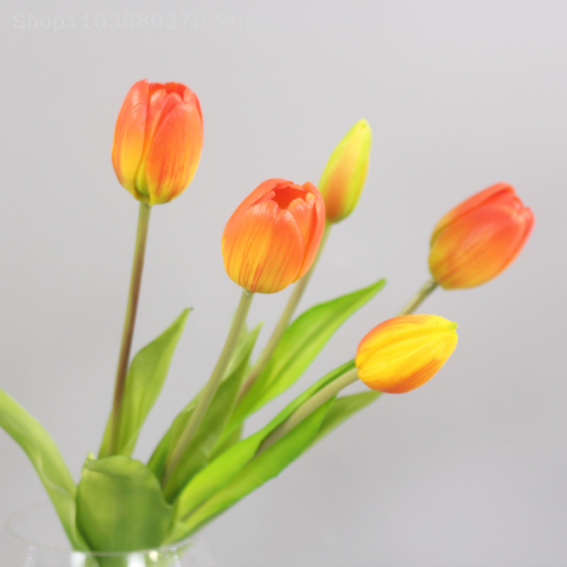 Ramo de tulipanes de tacto Real de silicona de lujo, flor Artificial decorativa para el hogar, Dec