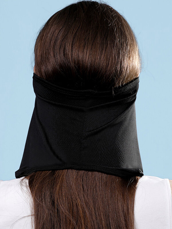 Summer UPF50+ Women Outdoor Sunscreen Mask Hat Facekini Anti-Ultraviolet Ice Silk Breathable Thin Cover Face Black Gray