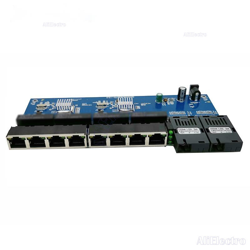 Convertisseur de XXL à fibre optique, PCBA 8 RJ45 UTP et 2 ports à fibre SC, carte PCB 10/100/1000M, commutateur Gigabit Ethernet