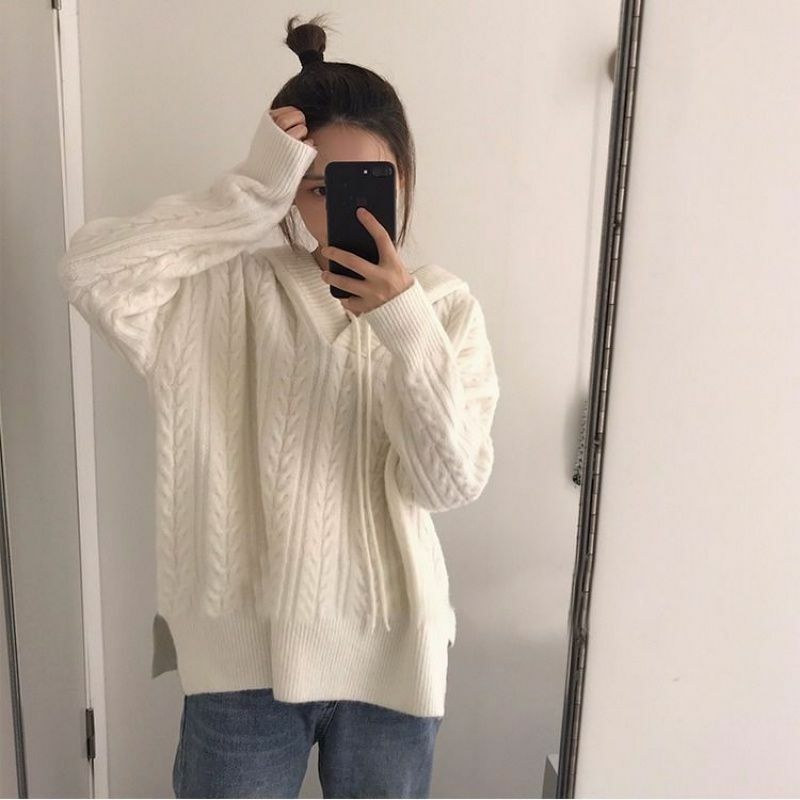 Elegant Knitted Sweater Woman Fairy Pure Color Casual Pullover Office Lady 2023 Spring Long Sleeve Korea Fashion Clothing Female