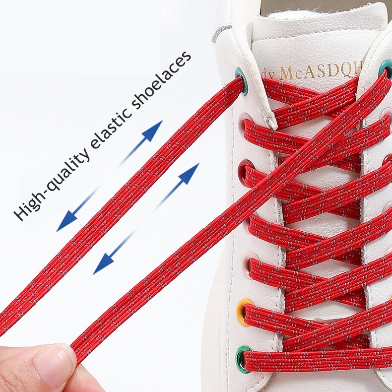1Pair Reflective Elastic Laces without ties Shoelaces for Sneakers No Tie Shoe laces Kids Adult Quick Flat Shoelace dropshipping