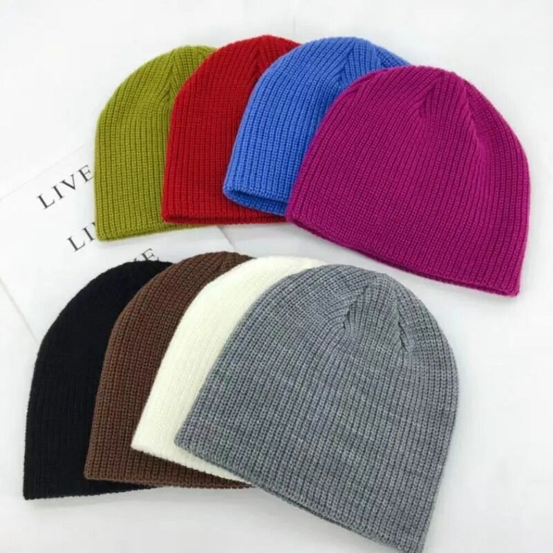 أحادية اللون محبوك قبعة قبعة للرجال ، قبعات الصوف الدافئة ، غطاء للأذنين ، قبعة الحياكة الموضة ، الشتاء