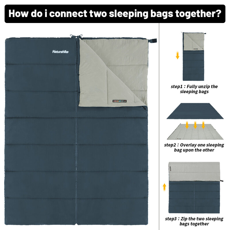 Naturehike Camping Sleeping Bag Outdoor Ultralight Waterproof Splicable Warm Sleeping Bag Machine Washable Cotton Sleeping Bag