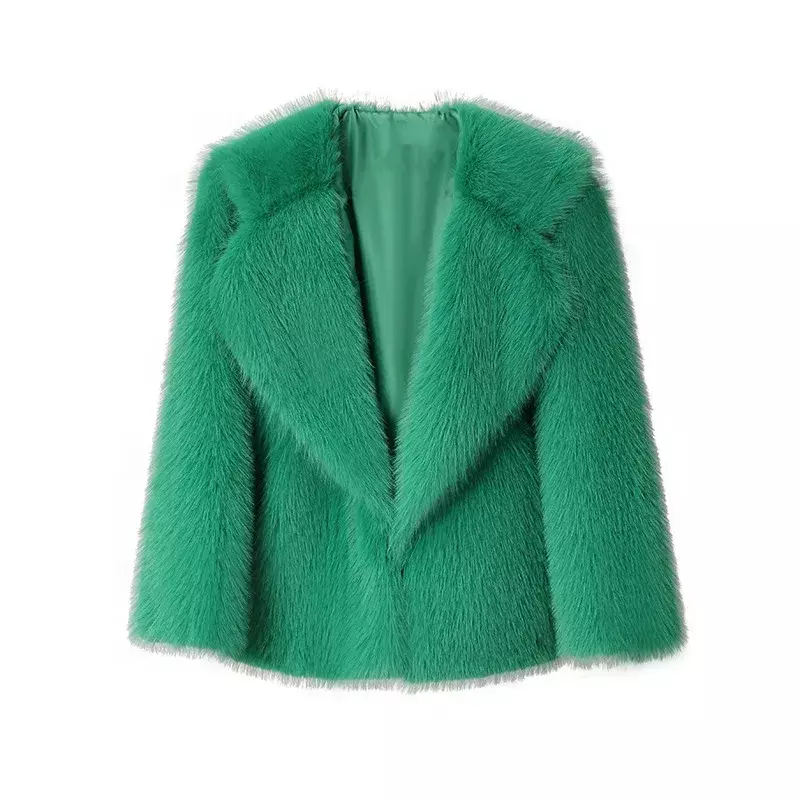 Loose Faux Fur Coat Women White Long Coats Turn Down Collar Long Sleeve Autumn Winter High Waist Maxi Elegant 2024 Jacket