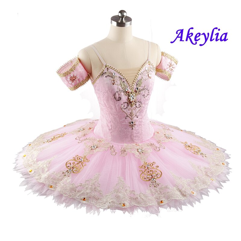 Tutu profissional feminino rosa para balé, ballet clássico com tecido jacquard, enfeite de panqueca, tutu personalizado para bebê, fada de açúcar