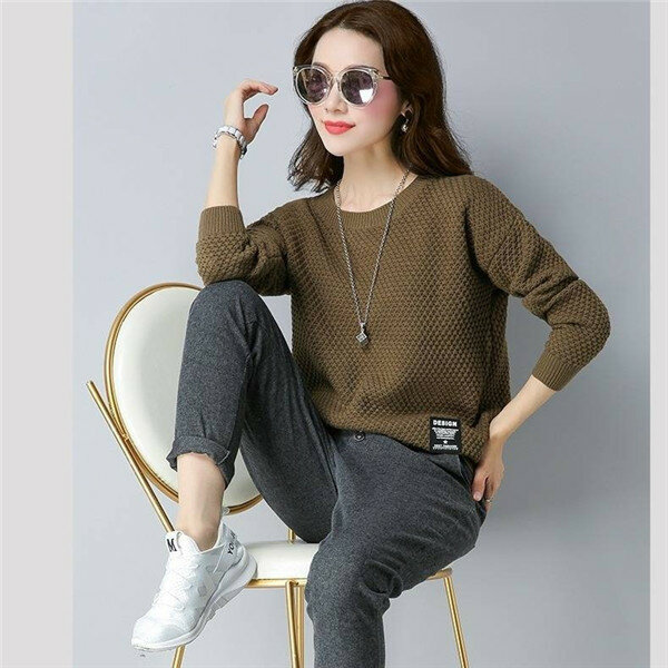 Autumn Winter New Round Neck Pull Femme Short Knitwear Fashionable Long Sleeve Top Bottoming Warm Women's Pullovers Sweater