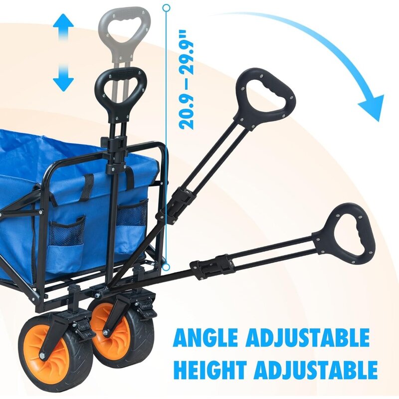 Carrito plegable de alta resistencia, carrito de playa plegable con ruedas grandes para ARENA, vagón de comestibles utilitario
