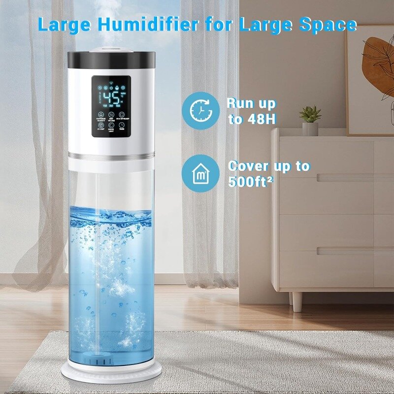 Humidifiers for Bedroom Large Room with Clear Tank, 7-Color Ambient Light,8L 2.1Gal 36dB Ultrasonic Cool Mist Humidifiers with