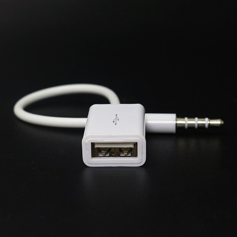 AUX-aansluiting 3,5 mm mannelijk naar USB 2.0 Type-A vrouwelijke OTG-converteradapterkabel