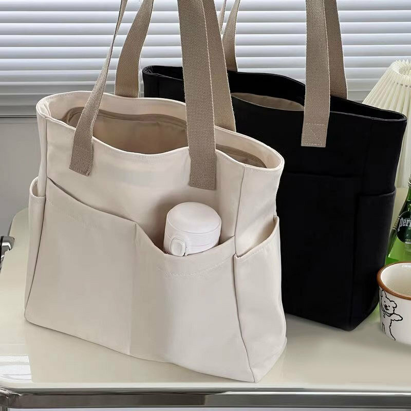 Large Capacity Canvas Bag Women'S Shoulder Bag 2024 Spring/Summer New Artistic Versatile Student Book Bag, Hand Carrying Bag