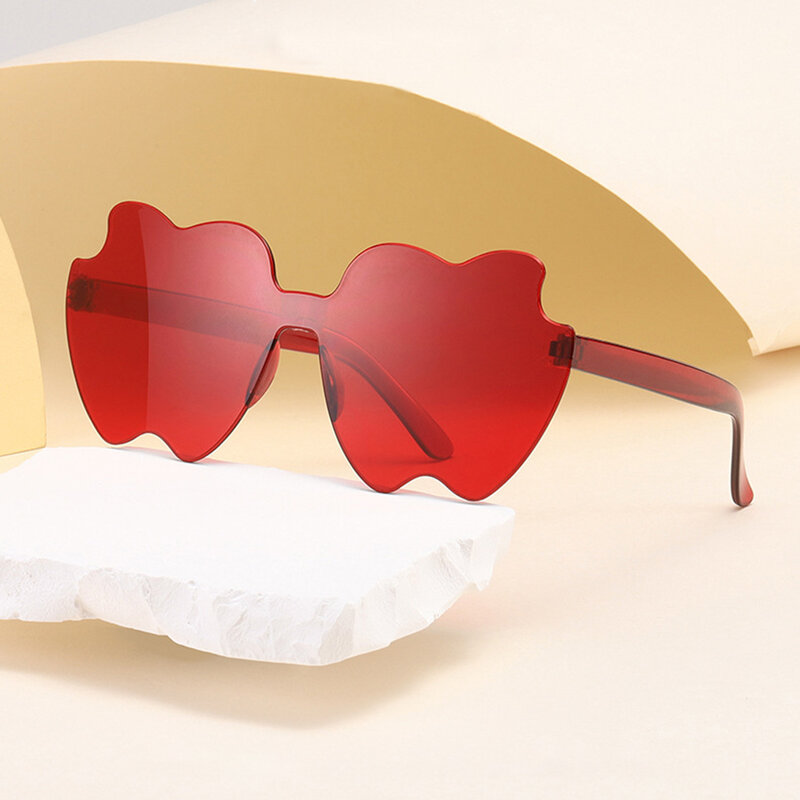 Trendy Rimless Apple Shape Sunglasses Jelly Transparent Sun Glasses For Women Shades Female Eyewear Funny Party Eyeglasses