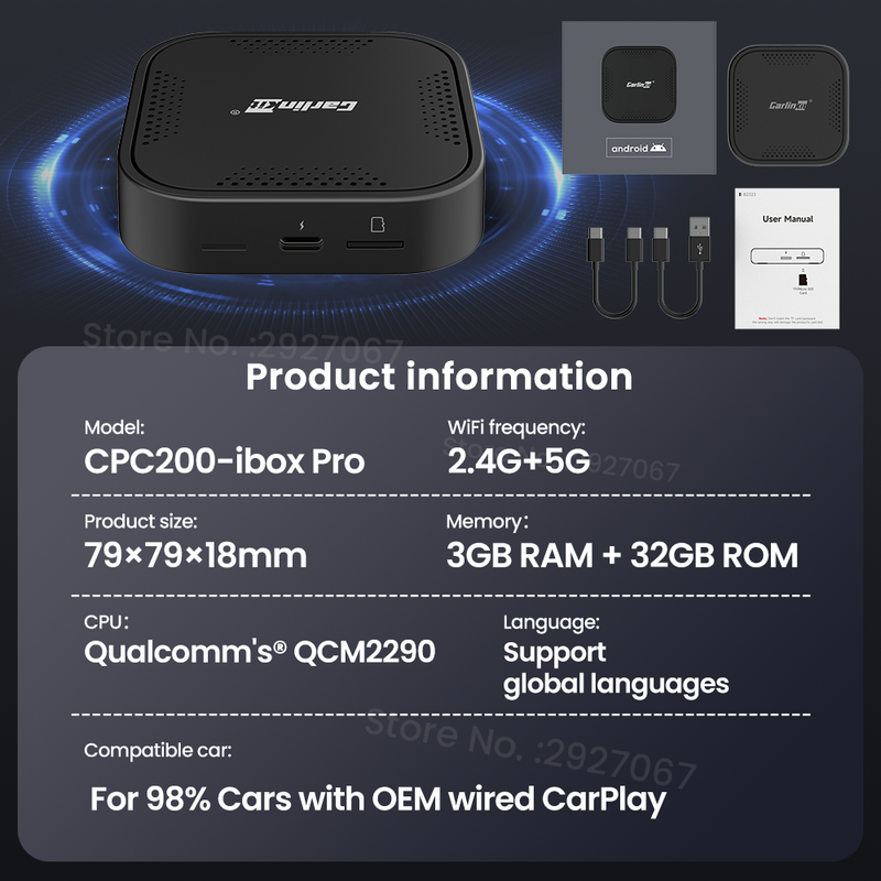 Carlinkit กล่องเครื่องเสียงรถยนต์แอนดรอยด์11 QCM2290, กล่องสมาร์ททีวีสำหรับเล่นมัลติมีเดียแอนดรอยด์อัตโนมัติสำหรับเล่นวิทยุ Netflix 3G 32G