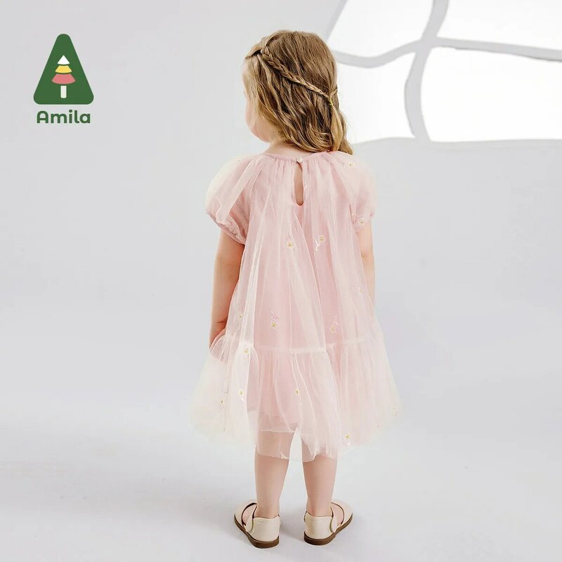 Vestido de gaze Amila-Girls, Roupa infantil, Verão, Novo, Doce, Fofa Moda, Boutique, Alta qualidade, 0-6Y, 2022