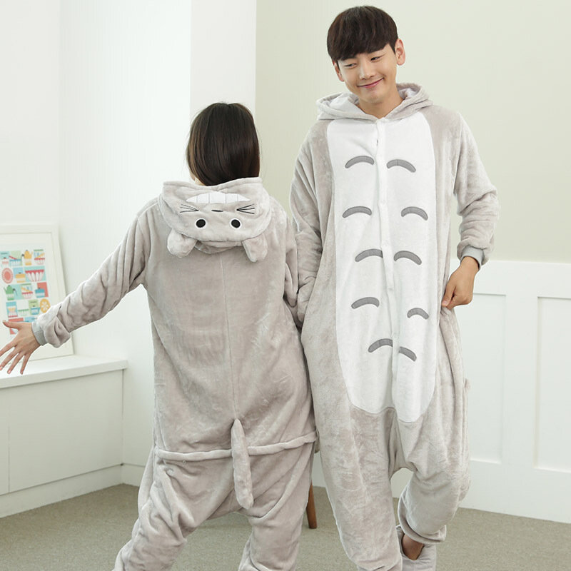 Flannel Kigurumi for Adult Kids Anime Cartoon Pajama Onesies Christmas Cosplay Costume Cute Warm One Piece Sleepwear Jumpsuits
