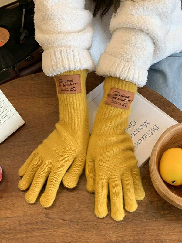 Nieuwe Touchscreen Handschoenen Vrouwen Winter Dikker Warm Gebreide Stretch Handschoenen Full Finger Outdoor Ski Handschoenen Voor Dames