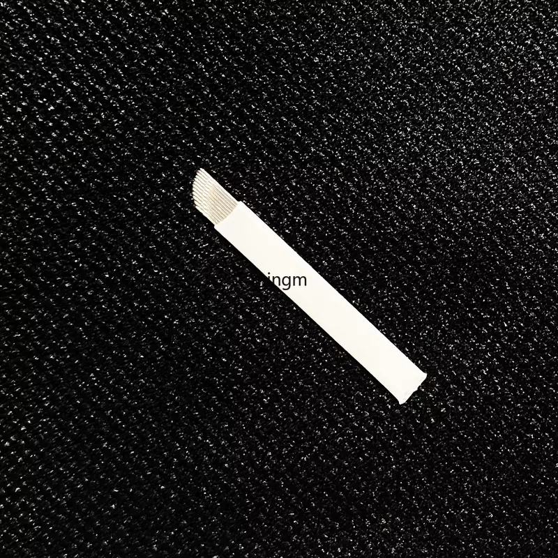 50 buah jarum Microblading 0.20/0.25mm putih untuk tato Lamina Tebori 7 9 11 12 14 pisau Flex bentuk U pisau rias permanen