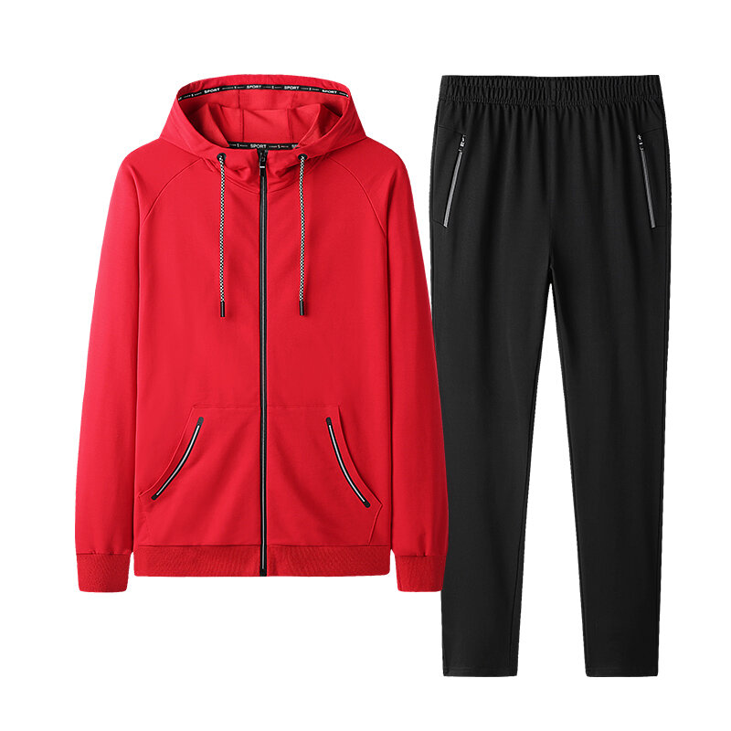 Men Tracksuit Sportswear Sets New Male Spring Autumn Clothing Casual Hooded Suit 2 Pieces Sweatshirt + Pants Plus Size 7XL 8XL